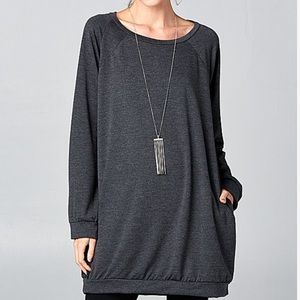 Oversized Side Pocket Tunic Dress